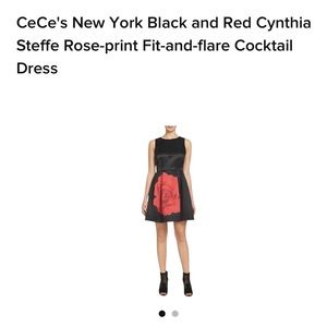 CeCe NewYork Cynthia Steffe Black/Red Rose dress